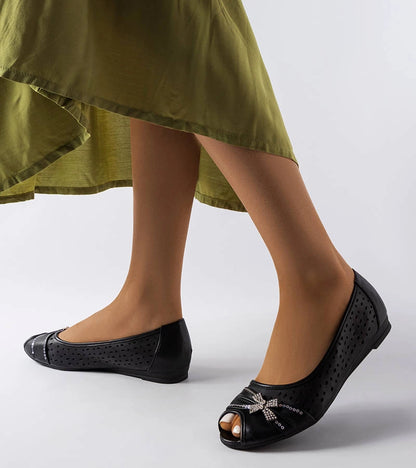 1-Ažurové černé baleríny s mašlí Simpsville-1