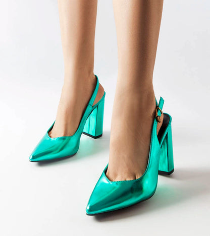 2-Zelené lodičky na otevřeném podpatku Wechsler-2