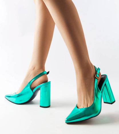 1-Zelené lodičky na otevřeném podpatku Wechsler-1