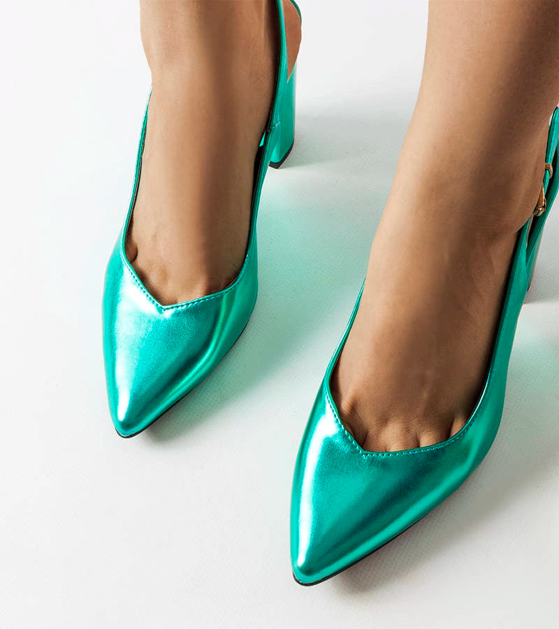 3-Zelené lodičky na otevřeném podpatku Wechsler-3