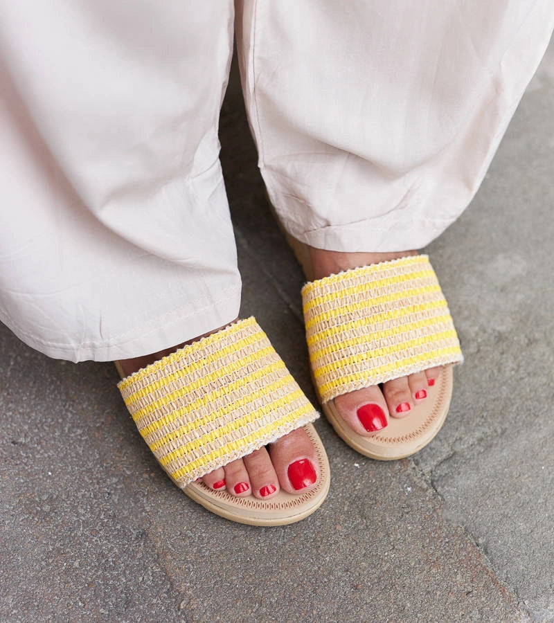 3-Žluté pletené žabky Capovalle-3