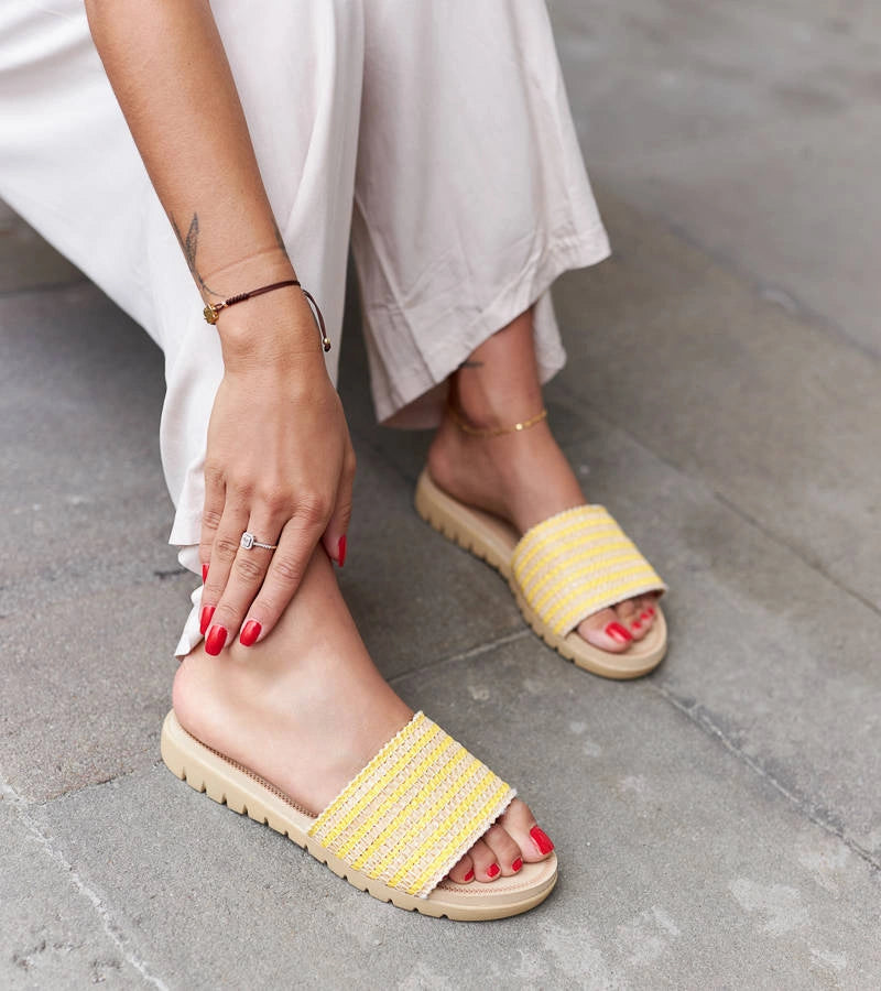 4-Žluté pletené žabky Capovalle-4