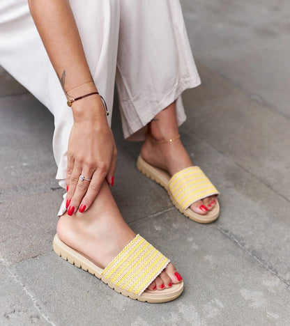 4-Žluté pletené žabky Capovalle-4