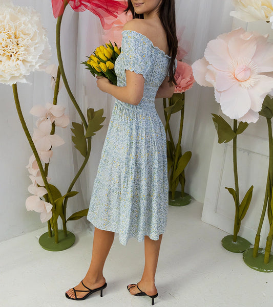 1-Zelené květinové midi šaty Bresciana-1