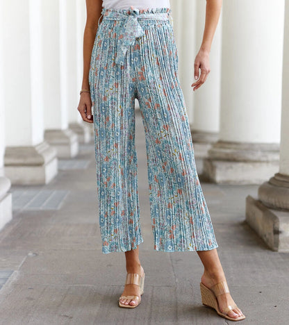 5-Zelené plisované květinové kalhoty Macognano-5