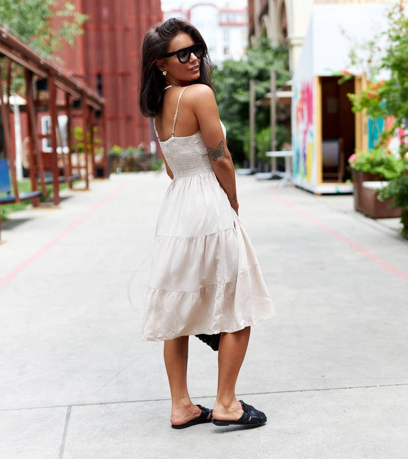 2-Béžové rozevláté šaty Fiorentini-2