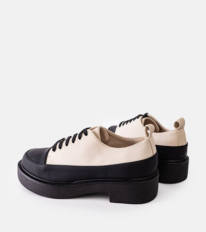 3-Béžové polobotky Merico s plochým podpatkem-3