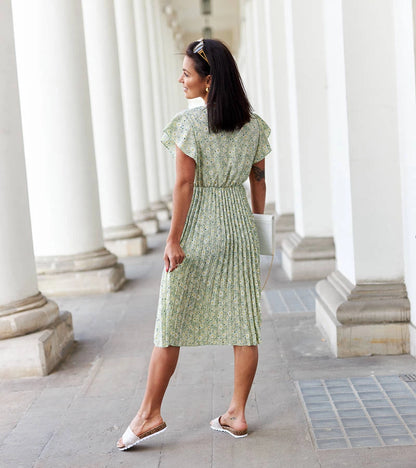 3-Zelené plisované květinové šaty Viminale-3