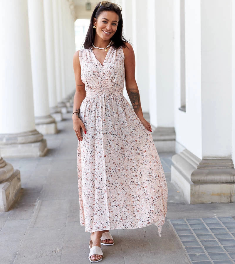 1-Béžové květinové šaty Napolitano-1