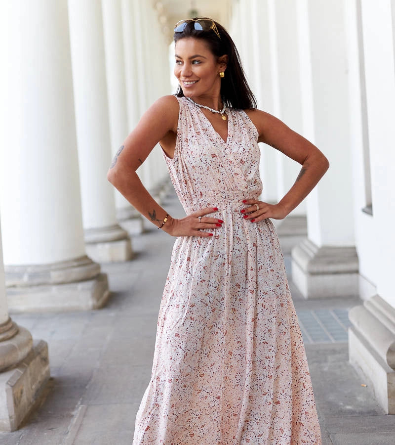 4-Béžové květinové šaty Napolitano-4