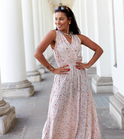 4-Béžové květinové šaty Napolitano-4