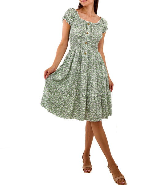 2-Zelené květinové midi šaty Sauro-2