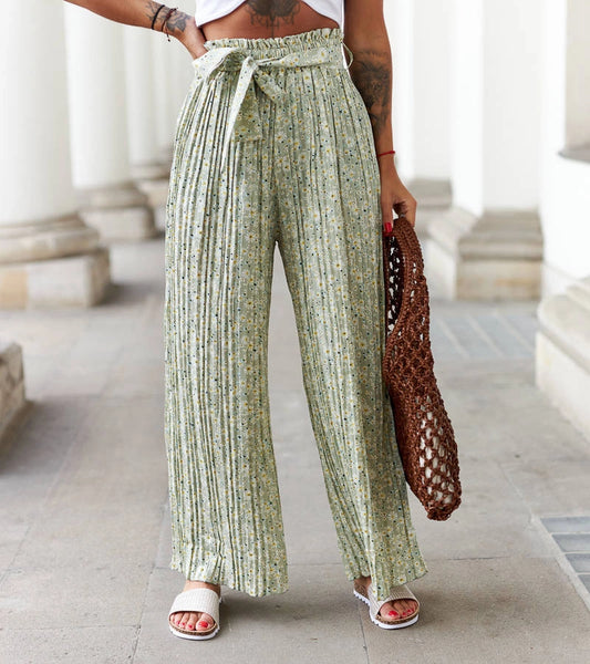 2-Zelené široké plisované kalhoty Pietro-2