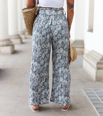 3-Zelené široké plisované kalhoty Aberdeen-3