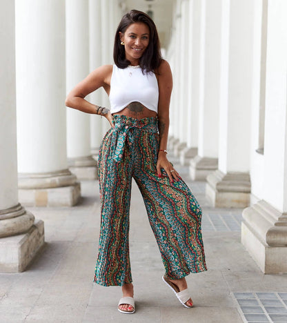 1-Zelené široké plisované kalhoty Archimede-1