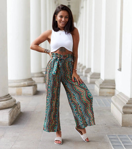 1-Zelené široké plisované kalhoty Archimede-1