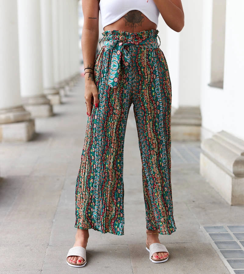 2-Zelené široké plisované kalhoty Archimede-2