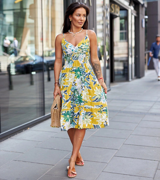 2-Žluté květinové mini šaty Brugnetto-2