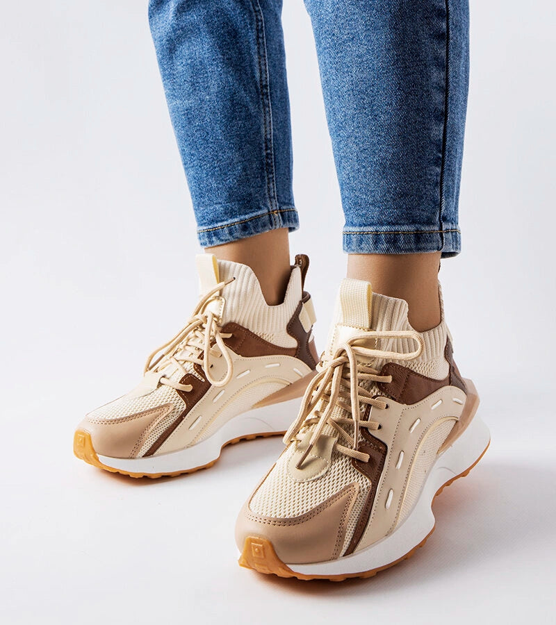 1-Béžové sportovní látkové tenisky Begins-1