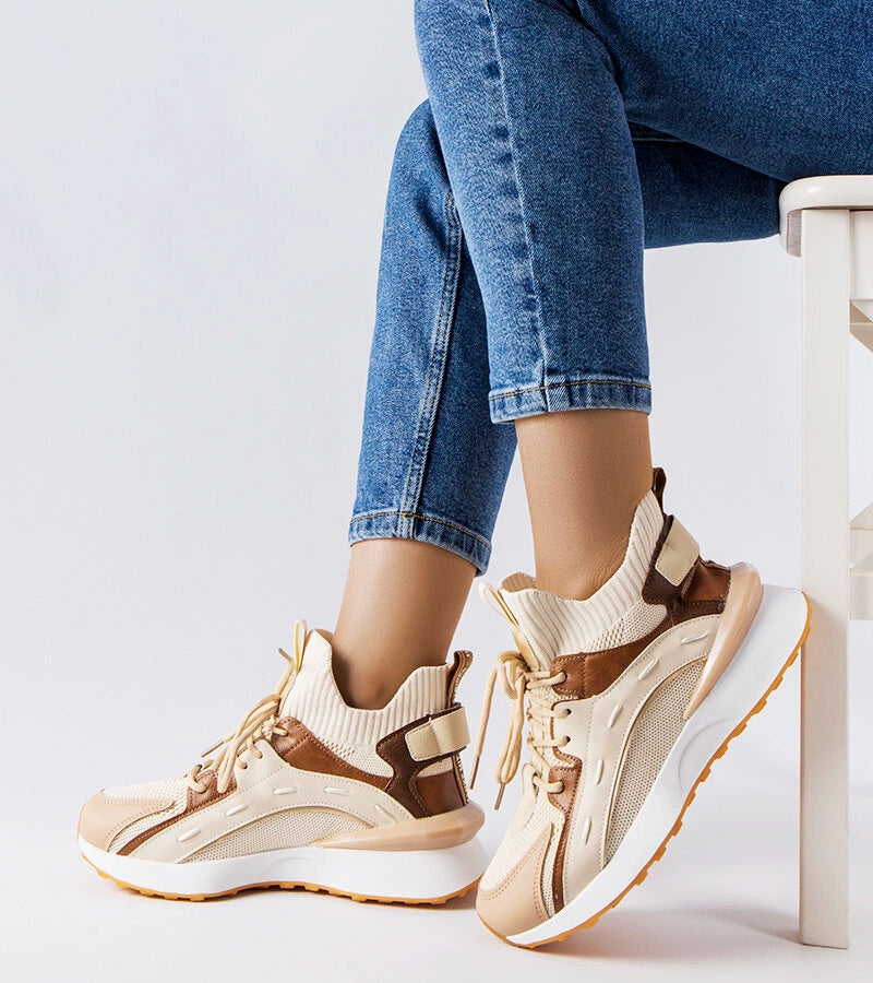 2-Béžové sportovní látkové tenisky Begins-2