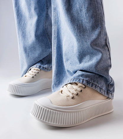 1-Béžové tenisky Wallace s hrubou podrážkou-1