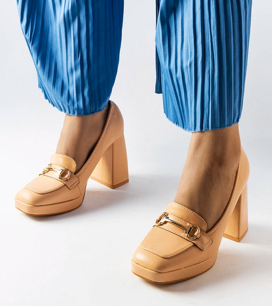 1-Béžové geometrické lodičky na jehlovém podpatku Blaiss-1