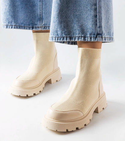 1-Béžové ponožkové boty Lonte-1