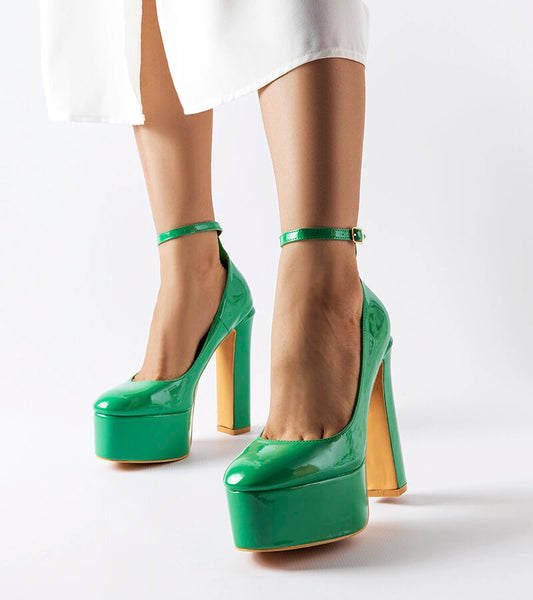 1-Zelené lakované lodičky na vysokém jehlovém podpatku Colle-1