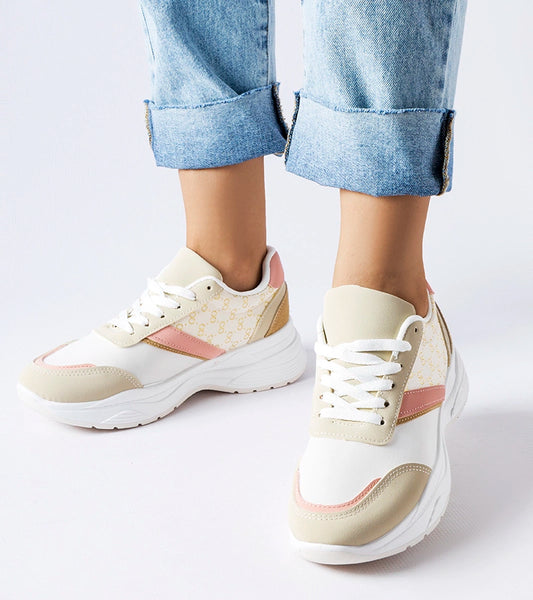 1-Bežové a bílé tenisky Duffy se zlatým akcentem-1