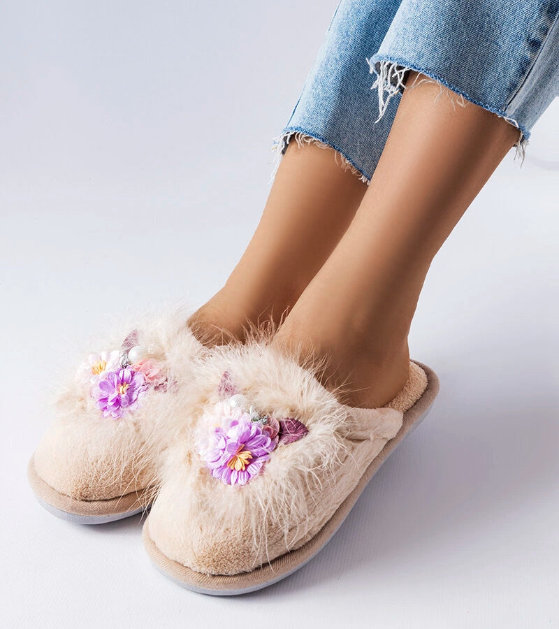 1-Bežové dámské pantofle Moly-1