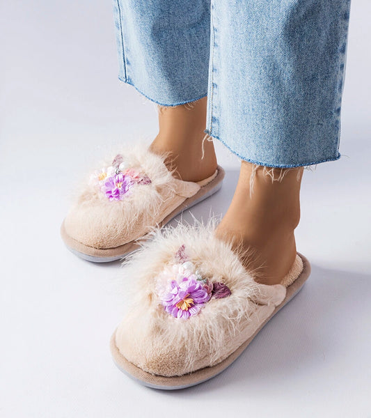 2-Bežové dámské pantofle Moly-2