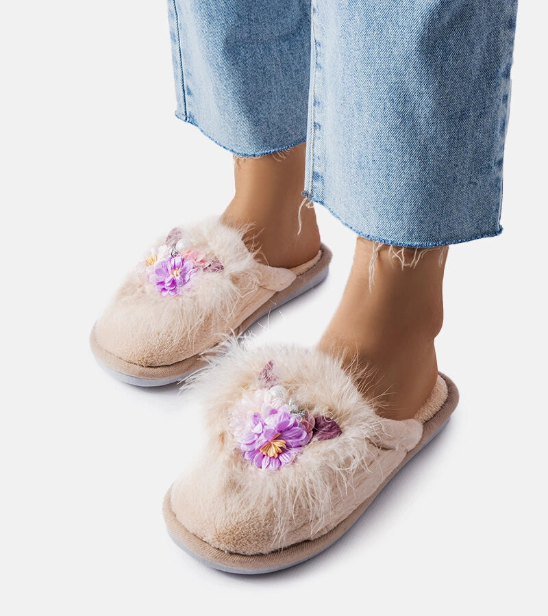 4-Bežové dámské pantofle Moly-4