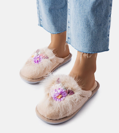 4-Bežové dámské pantofle Moly-4