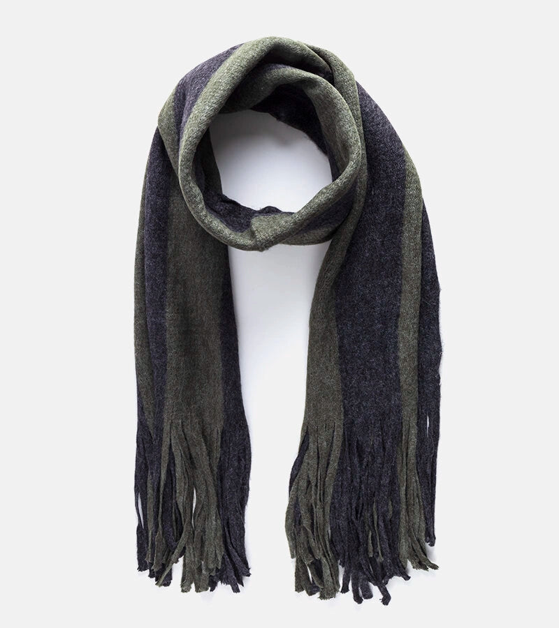 2-Zeleno-šedý šátek s třásněmi Lana-2