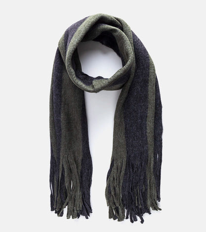 2-Zeleno-šedý šátek s třásněmi Lana-2