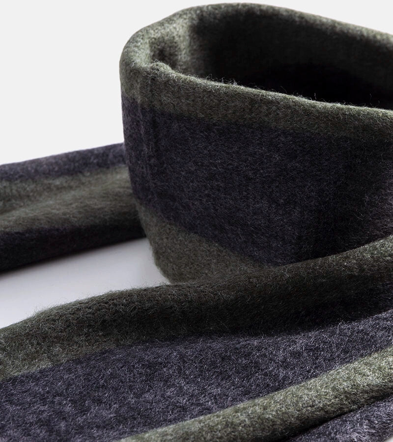 3-Zeleno-šedý šátek s třásněmi Lana-3