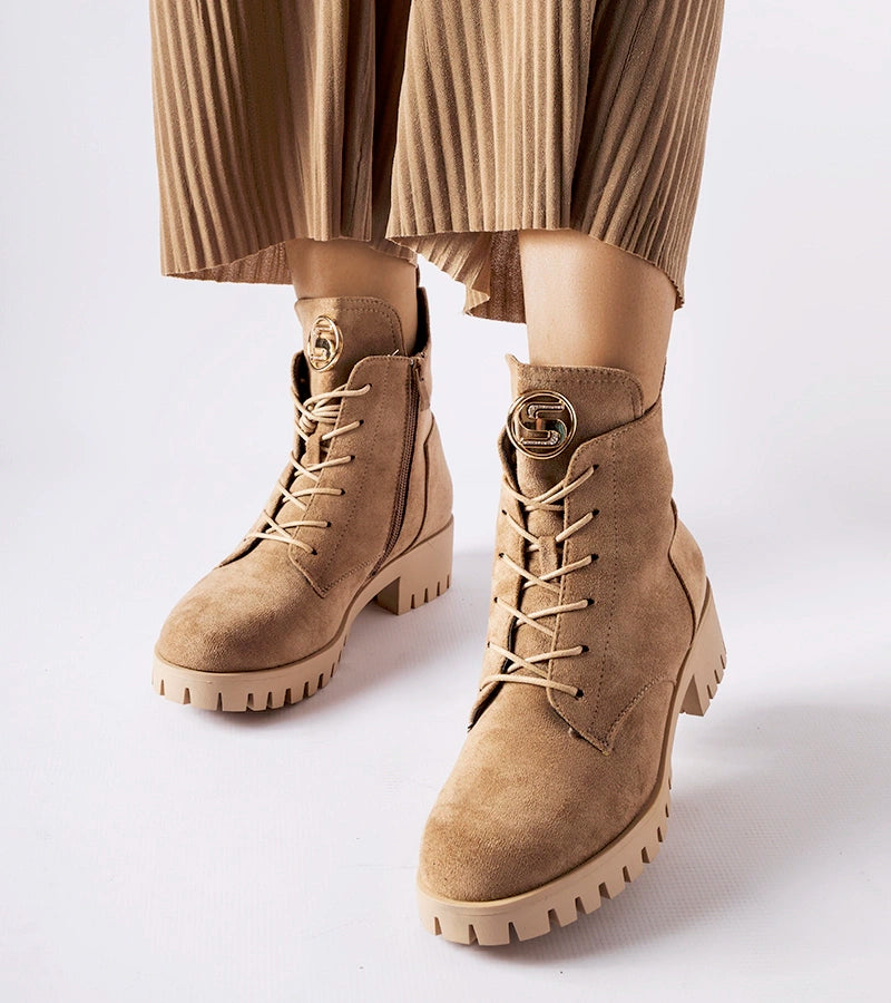 1-Bežové vlněné trapery z eko semiše Noha-1