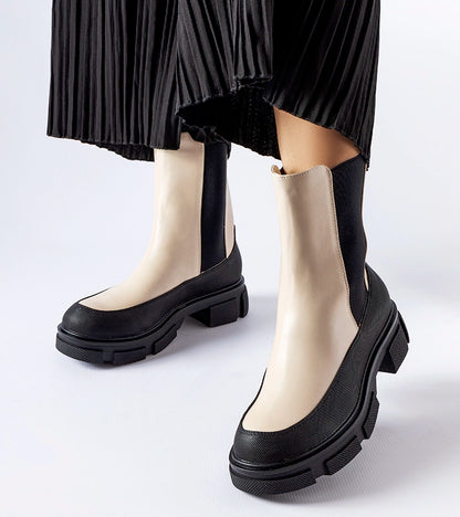 1-Bežovo-černé nasouvání kotníčkové boty Faisal-1