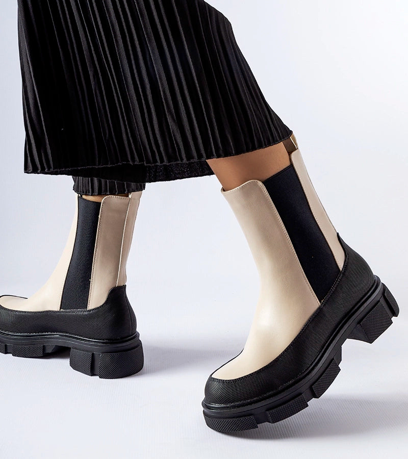 2-Bežovo-černé nasouvání kotníčkové boty Faisal-2