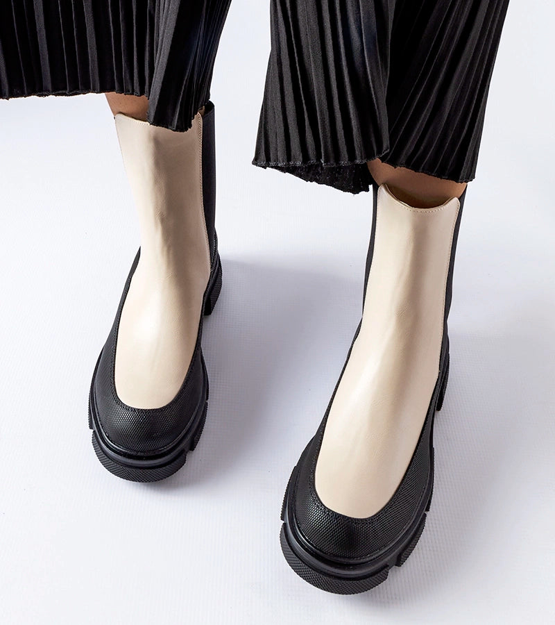 3-Bežovo-černé nasouvání kotníčkové boty Faisal-3