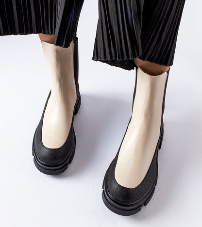 3-Bežovo-černé nasouvání kotníčkové boty Faisal-3