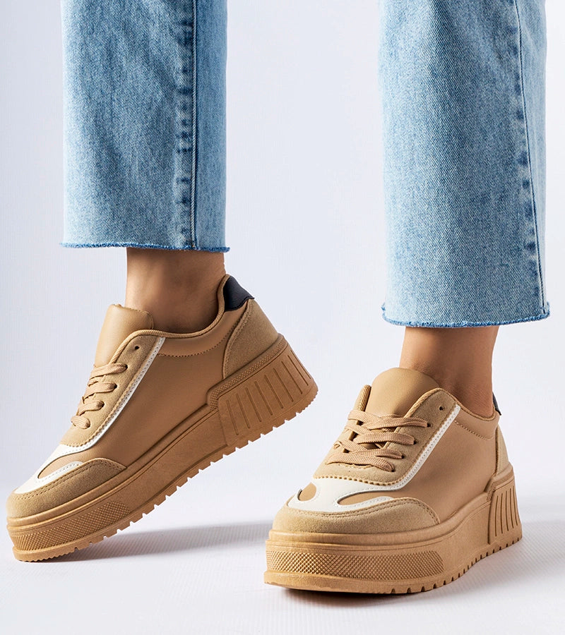 1-Bežové tenisky na tlusté platformě Seluci-1