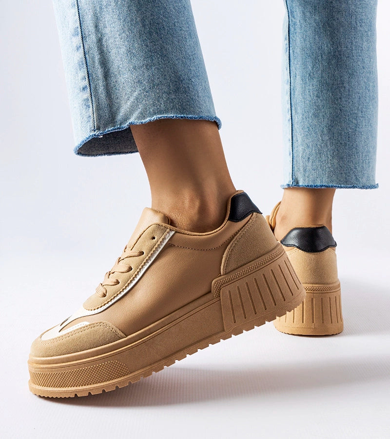 3-Bežové tenisky na tlusté platformě Seluci-3