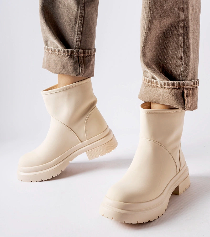 2-Bežové gumové vlněné kotníkové boty Clotilde-2