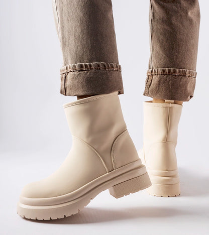 1-Bežové gumové vlněné kotníkové boty Clotilde-1