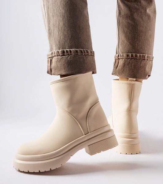 1-Bežové gumové vlněné kotníkové boty Clotilde-1