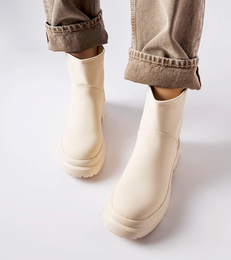 3-Bežové gumové vlněné kotníkové boty Clotilde-3