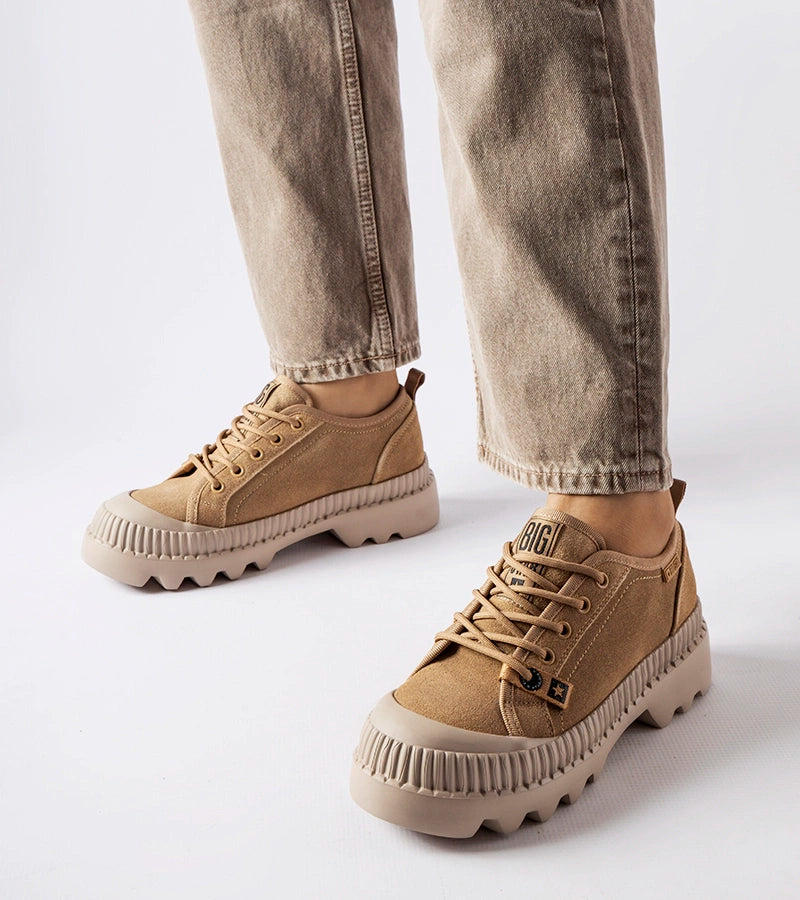 1-Béžové kožené tenisky Big Star KK274511-1