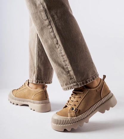 2-Béžové kožené tenisky Big Star KK274511-2