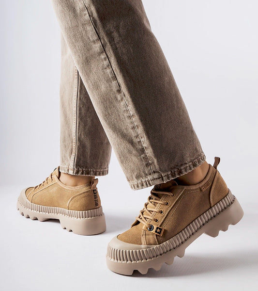 2-Béžové kožené tenisky Big Star KK274511-2